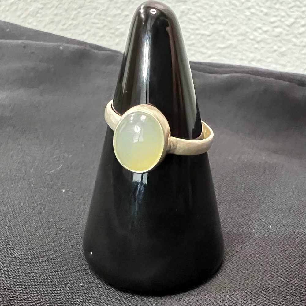 Sterling Silver Ring w/ Natural Oval Prehnite Stone Gemstone Dainty